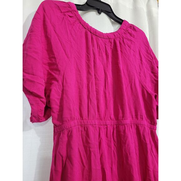 Womens XL Elbow Sleeve Cinch Waist Woven Maternity Dress, Rose Topiary by Ingrid - Picture 8 of 8